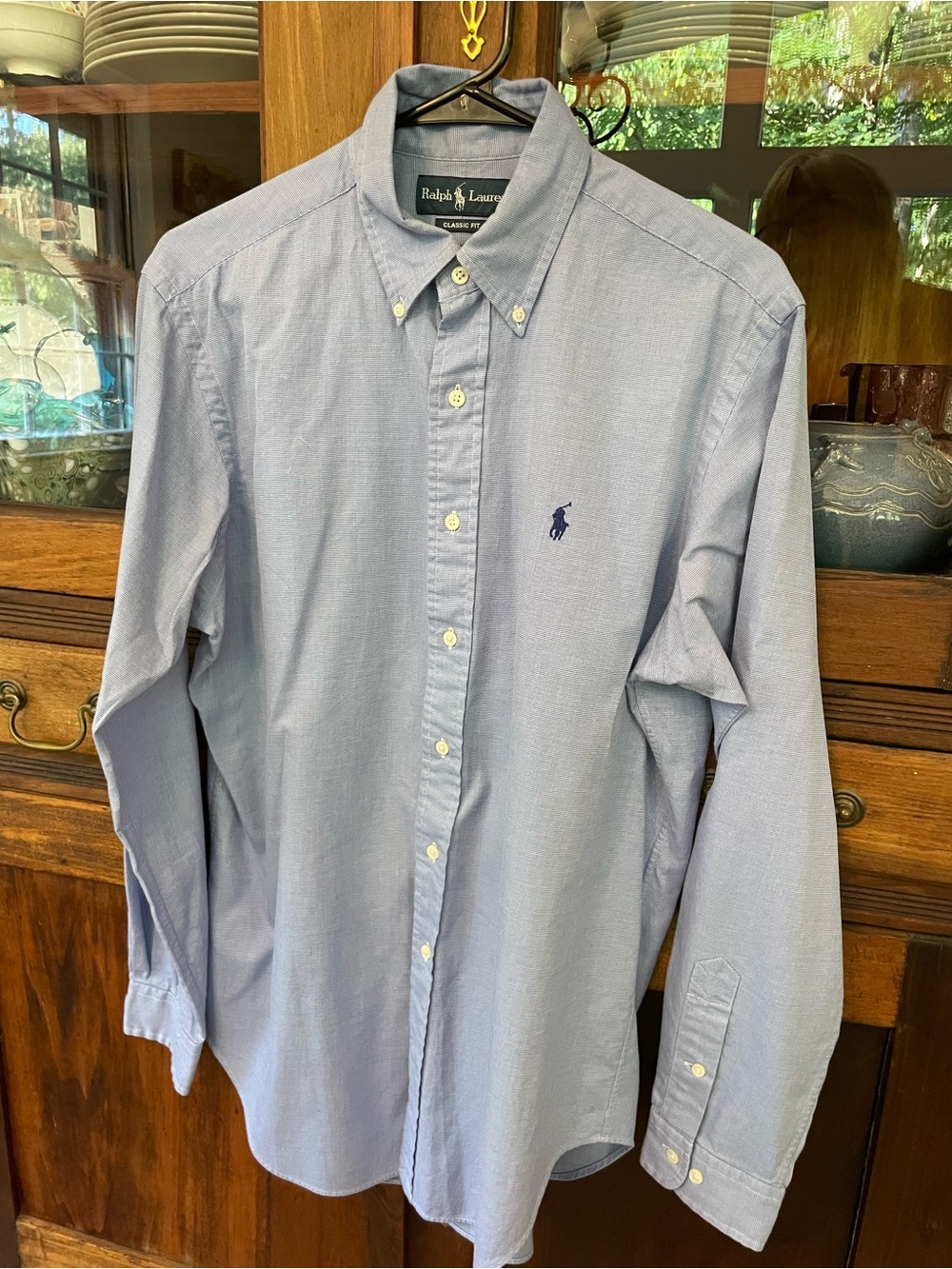 Ralph Lauren Blue Button-Down Oxford Shirt with Embroidered Logo 15 1/2 34/35